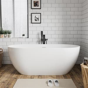 62 in. L x 28.74 in. W Acrylic Flatbottom Freestanding Soaking Bathtub with Center Drain in White