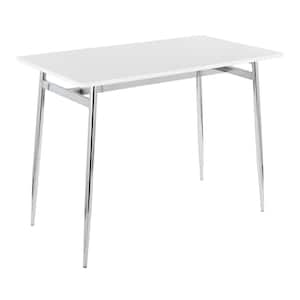 Marcel White Wood & Chrome Metal 4 Leg Counter Height Dining Table Seats 4