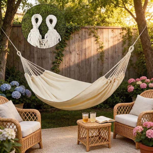 hcman 11.3 ft. Double Hammock with Tree Straps, 2 Persons Hammock