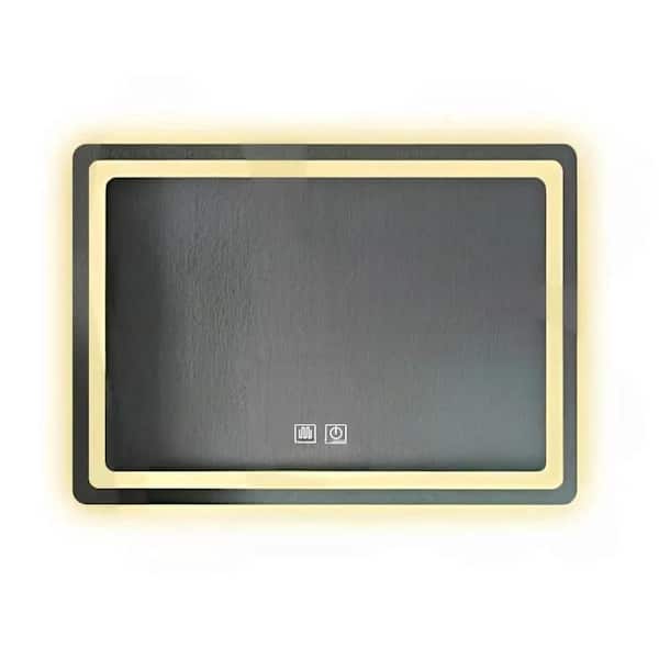 Unbranded 27.56 in. W x 19.69 in. H Square Frameless Mirror, LED Mirror