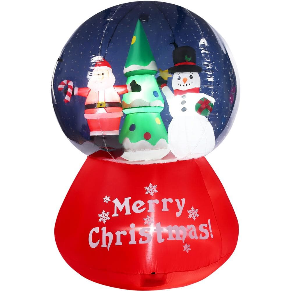 Fraser Hill Farm 6-ft.x4.5-ft. Prelit LED Santa and Snowman Snow Globe  Inflatable FHFSNWGLOBE062-L - The Home Depot