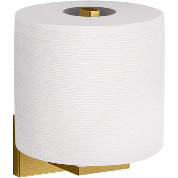 Avid Verticle Wall Mounted Toilet Paper Holder in Vibrant Brushed Moderne  Brass