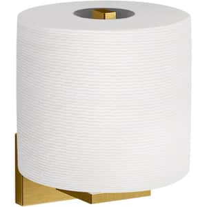 Square Vertical Wall Mounted Toilet Paper Holder in Vibrant Brushed Moderne Brass