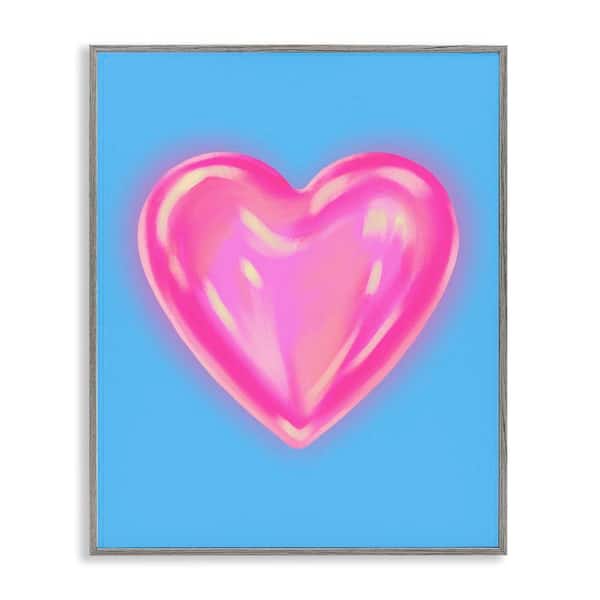 Stupell Industries Watercolor Sculptural Heart by House of Lulu Gray Framed Abstract Giclee Art Print 14 in. x 11 in.