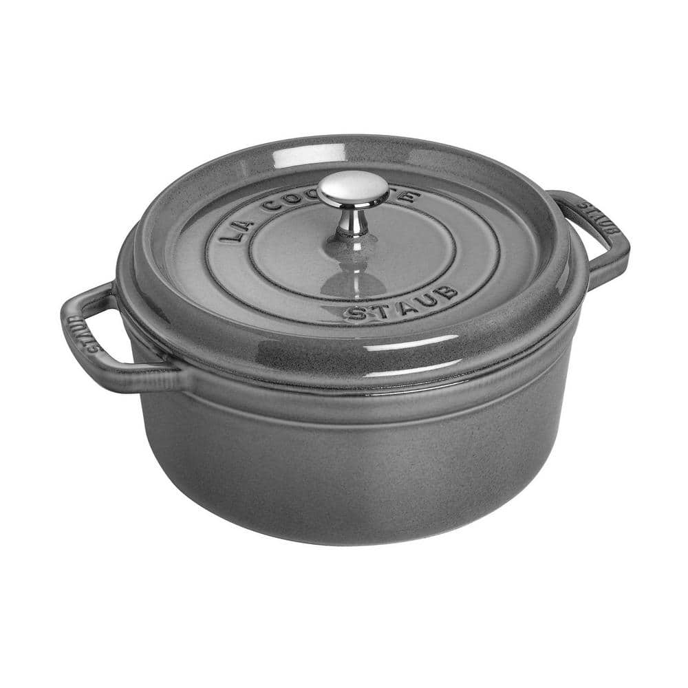 staub Cast Iron 4 qt. Round Cast Iron Dutch Oven in Graphite Grey with Lid