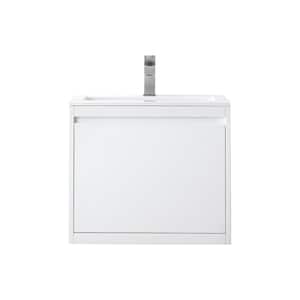 Milan 23.6 in. W x 18.1 in. D x 20.6 in. H Bathroom Vanity in Glossy White with Glossy White Composite Top