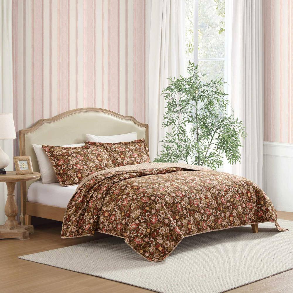 Marta Twin Reversible Brown Cotton Quilt Set