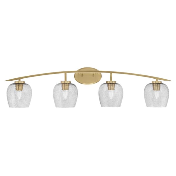 Unbranded Siena 40 in. 4-Light Vanity Light New Age Brass with Smoke Bubble Glass Shades
