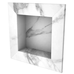 17 in. x 17 in. Square Recessed Shampoo Caddy in Calacatta White