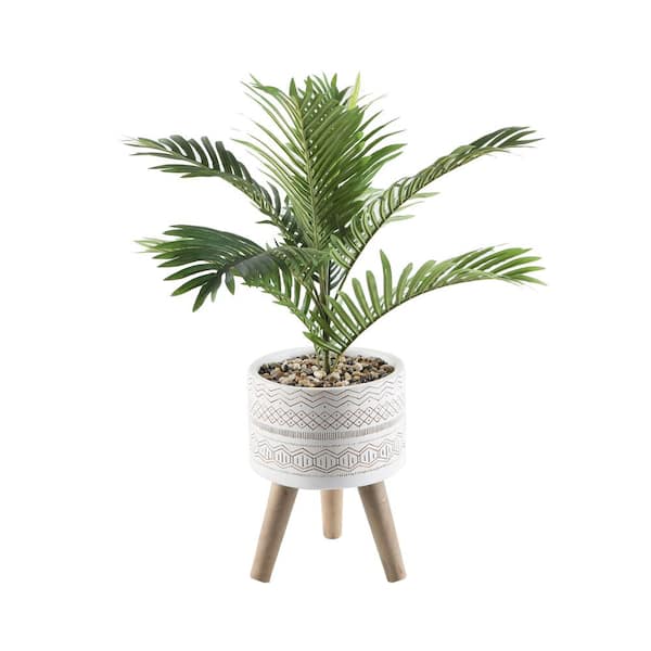 Flora Bunda 31 in. Artificial Palm Tree in 10 in. Tribal Fiberglass Pot on Stand