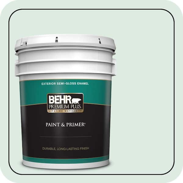 BEHR PREMIUM PLUS 5 gal. #M430-1 Snowbound Semi-Gloss Enamel Exterior Paint & Primer