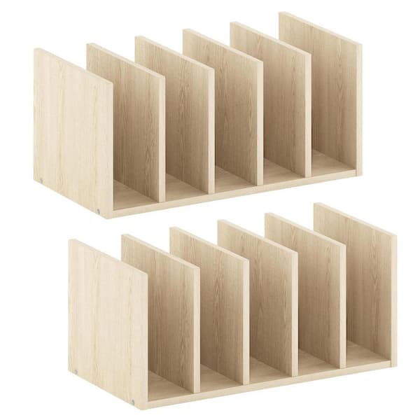 Beige 16.3 in. x 6.6 in. Wood Modern Desk Organizer, Set of 2
