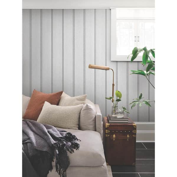 French Charcoal Linen Stripe Wallpaper
