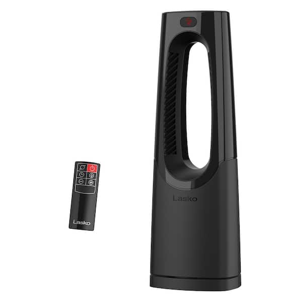 Bladeless 1500W 28 in. Black Electric Oscillating Tower Ceramic Space Heater with Remote Control and Digital Display