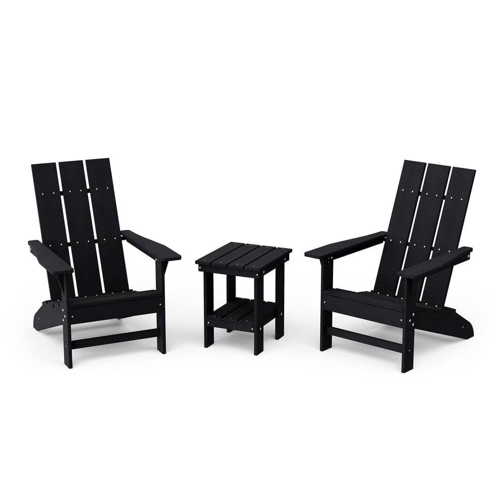 Freedom Black HDPE Plastic Modern Outdoor Adirondack Chair with Side Table (2-Pack) price history on PriceWatchPro