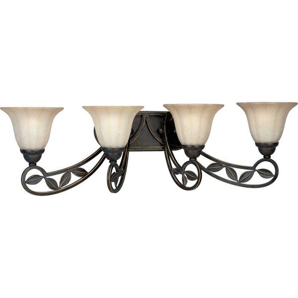 Progress Lighting Le Jardin 4-Light Espresso Bathroom Vanity Light with Glass Shades