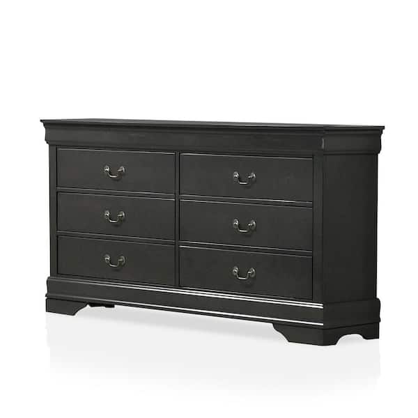 Furniture of America Alarcon 6-Drawer Gray Dresser (33.13 in. H x 58.38 in. W x 15.75 in. D)