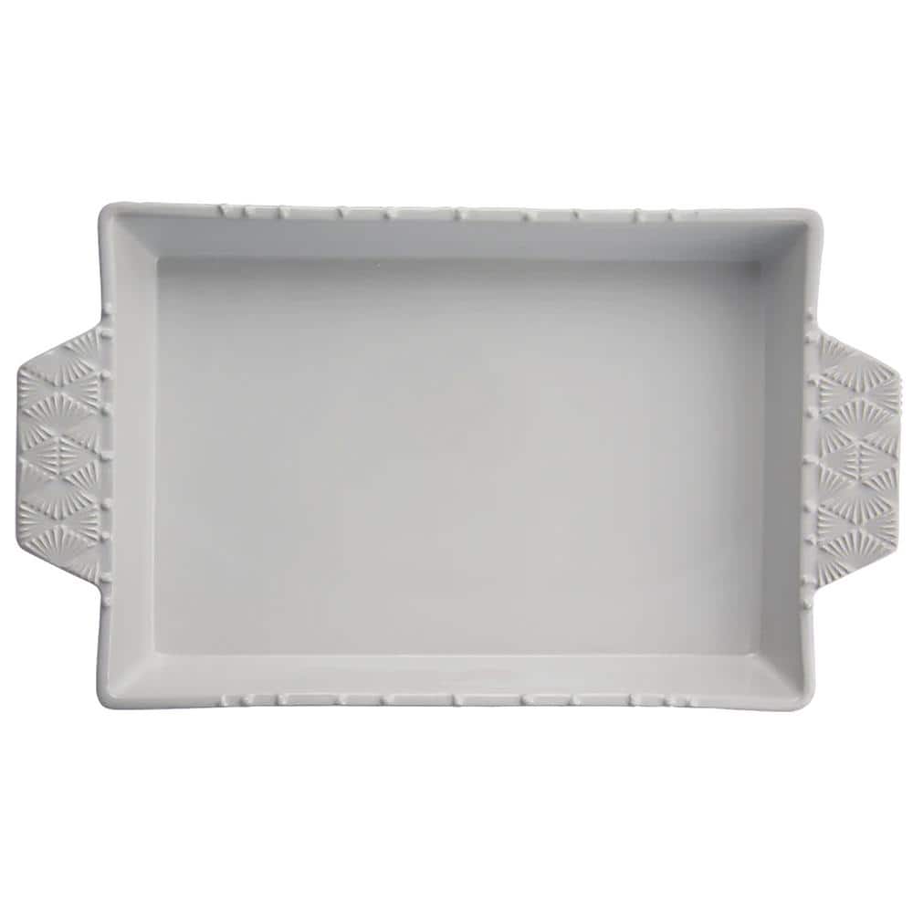 Ash and White Embossed Stoneware 13 x 9 Inch Baking Dish