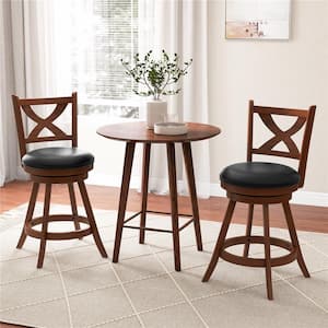 24 in. Bar Stools Classic Counter Height Swivel Chairs for Kitchen Pub (Set of 2)