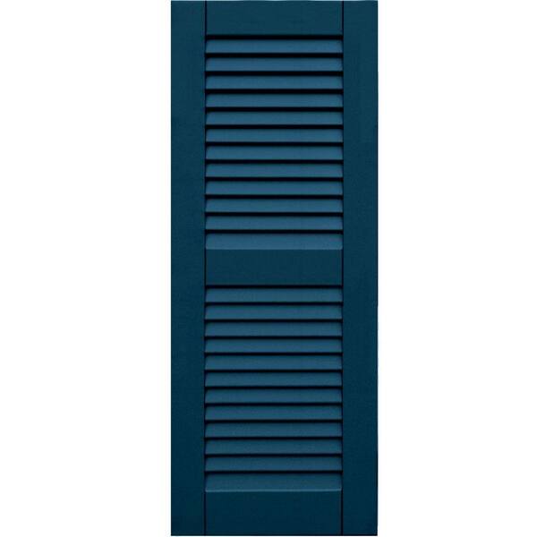 Winworks Wood Composite 15 in. x 39 in. Louvered Shutters Pair #637 Deep Sea Blue