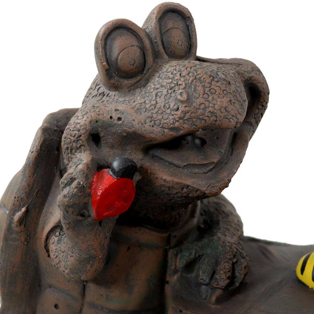 Sunnydaze 7.5-Inch Brown Concrete Turtle Tic Tac Toe Garden Statue