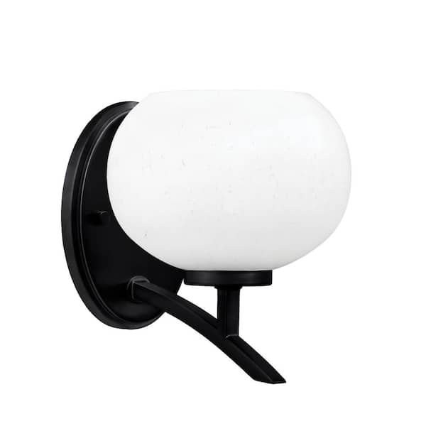 Unbranded Siena 7 in. 1-Light Matte Black Sconce with 7 in. White Muslin Glass Shade No Bulb Included