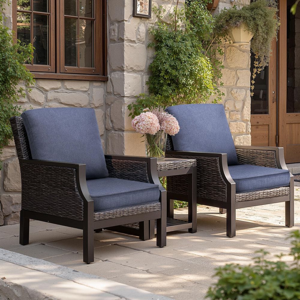 "2 Pieces Outdoor Couch Cushion Set in Sky Blue 21 in. x 22 in. x 3.5"" Patio Chair Cushion with Removable Cover and Ties" price history on PriceWatchPro