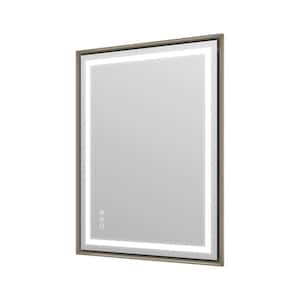 28 in. W x 36 in. H Rectangular Aluminum Slope Framed Super Bright Wall Mounted LED Bathroom Vanity Mirror in Cham Gold