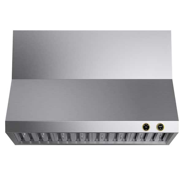 Kucht 48 in. 1200 CFM Ducted Wall Mount Range Hood in Stainless Steel with Gold Accents and Digital Controls