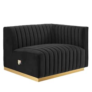 Conjure Black Channel Tufted Performance Velvet Right-Arm Chair