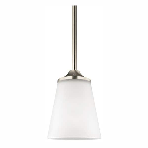 Generation Lighting Hanford 1-Light Brushed Nickel Pendant with LED Bulb