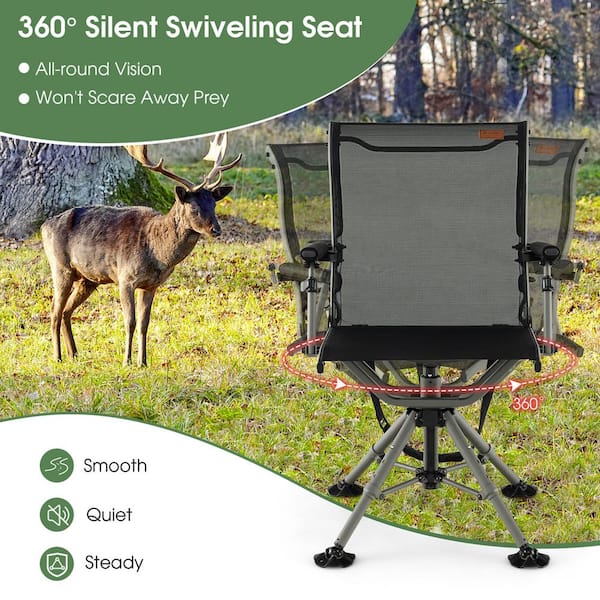 Costway Swivel Hunting Chair Foldable Mesh Chair W/ Armrests For Outdoor  Activities