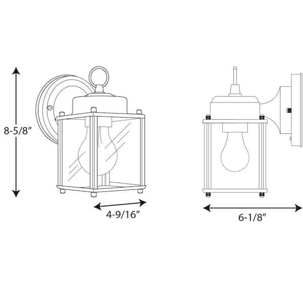 1-Light Textured Black Clear Flat Glass Traditional Outdoor Wall Lantern Light
