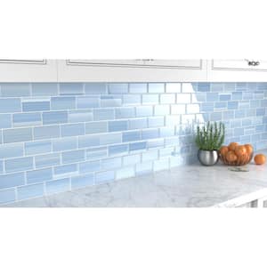 Big Blue 3 in. x 6 in. Glass Tile for kitchen Backsplash and Showers (10 sq. ft./per Box)