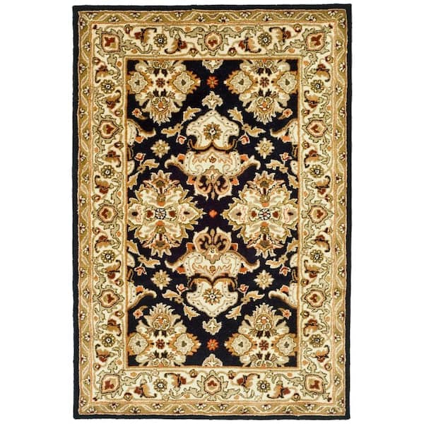 SAFAVIEH Heritage Black/Ivory 4 ft. x 6 ft. Border Area Rug