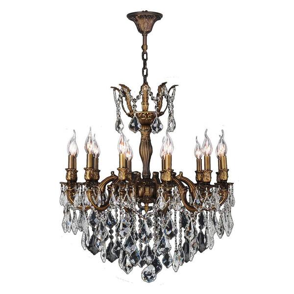 Worldwide Lighting Versailles 12-Light Antique Bronze Crystal Chandelier