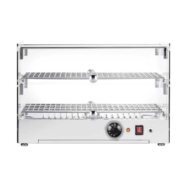 22 in. Commercial Food Warmer Display, Buffet Server Electric Food Warmer Pizza Display, 2 Tier Countertop, Silver