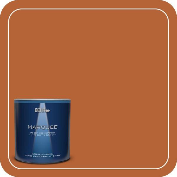 BEHR MARQUEE 1 qt. #250D-7 Caramelized Orange Satin Enamel Interior Paint & Primer
