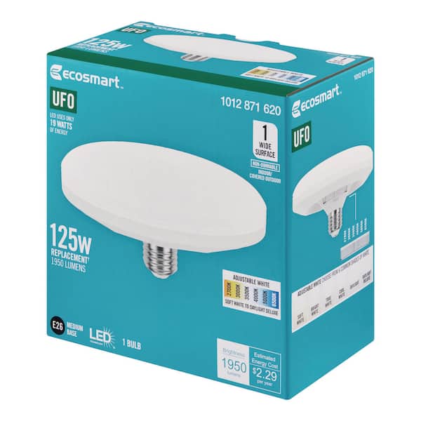 125-Watt Equivalent Wide Surface Non-Dimmable LED Light Bulb with Selectable Color Temperature (1-Pack)