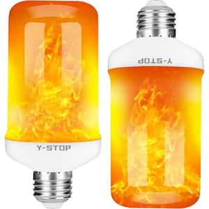 60-Watt E26 LED Flame Light Bulbs with Modes Fire Light Bulb and Upside Down Effect in White (2 Packs)