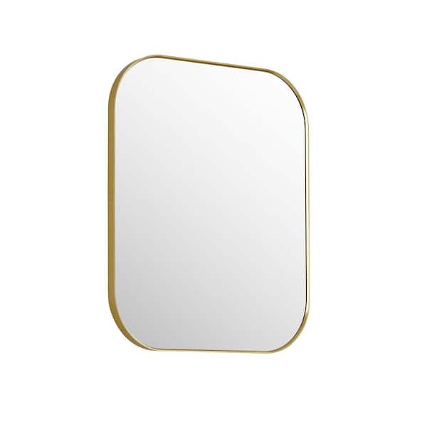 Trielle 36 in.W x 30 in. H Rectangular Aluminum Framed Wall Mounted Bathroom Vanity Mirror in Brushed Gold
