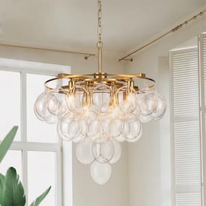 8-Lights Modern/Contemporary Gold Tiered Chandelier with Oval Shape Clear Glass Accents
