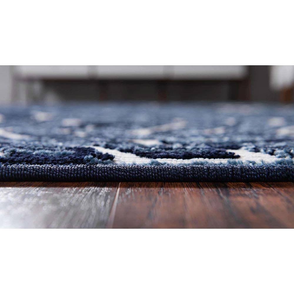 Navy Blue Rectangular Synthetic Easy-Care Outdoor Rug