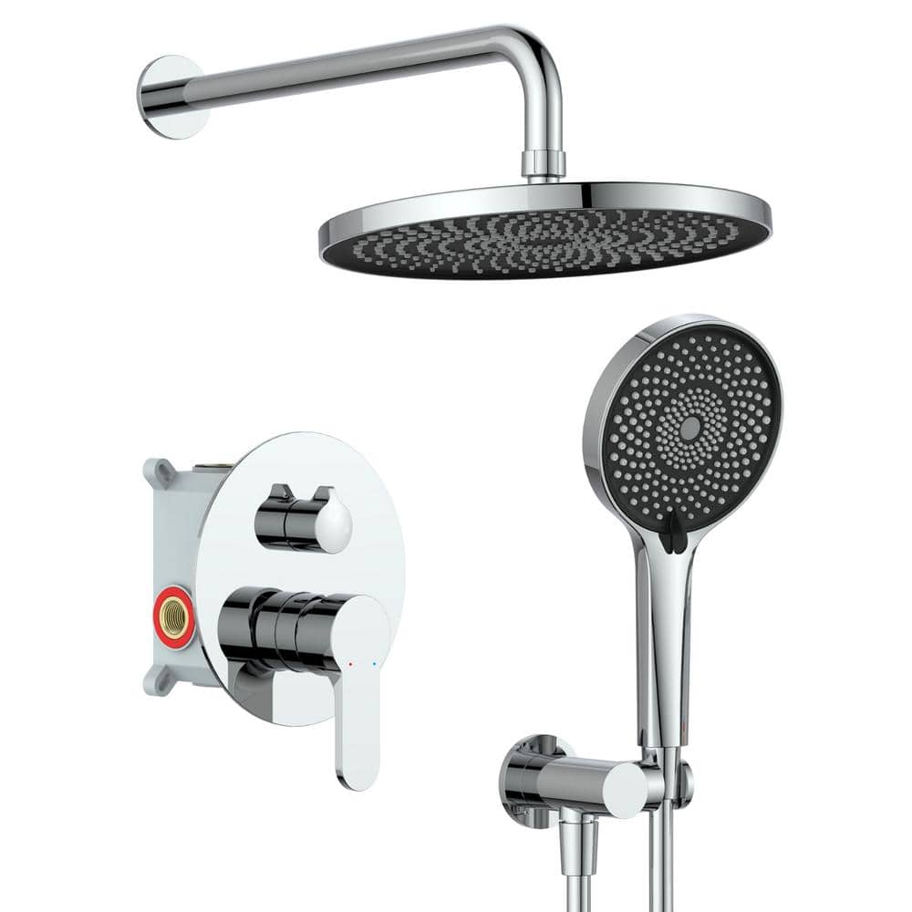 MYCASS 10 in. SingleHandle 3Spray Round Rain Shower Head Round High