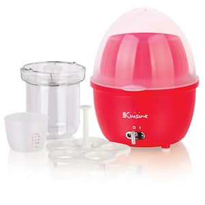 Electric Egg Cooker 5Eggs and Food Steamer Red