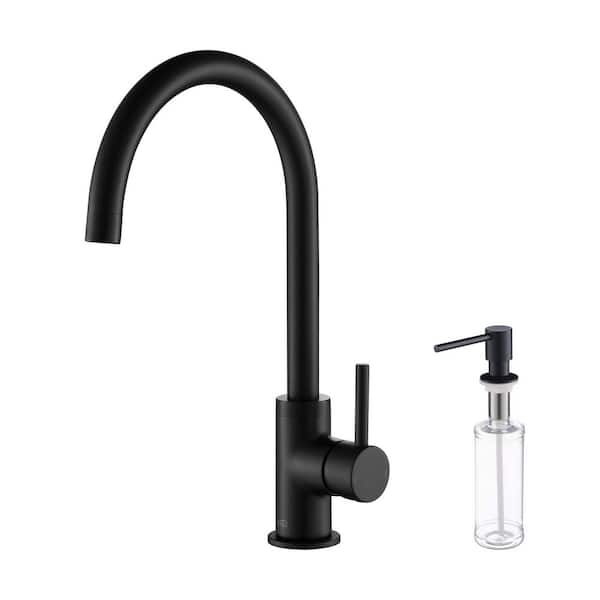 KIBI 14.75 in. H 1.8 GPM Pull Down Sprayer Kitchen Faucet with 360° Spout Swivel, Soap Dispenser in Matte Black