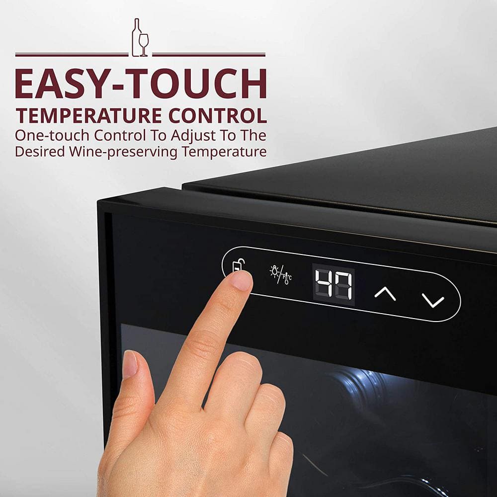 Schmecke Black Freestanding 34-Bottle Wine Cooler with LED Lighting