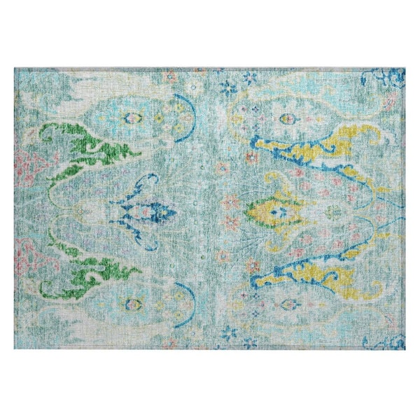 Chantille Machine Washable Indoor/Outdoor Abstract ACN1932 Teal 2 ft. x 3 ft. Accent Rug
