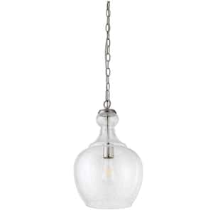 Verona 1-Light Brushed Nickel Pendant with Seeded Glass Shade