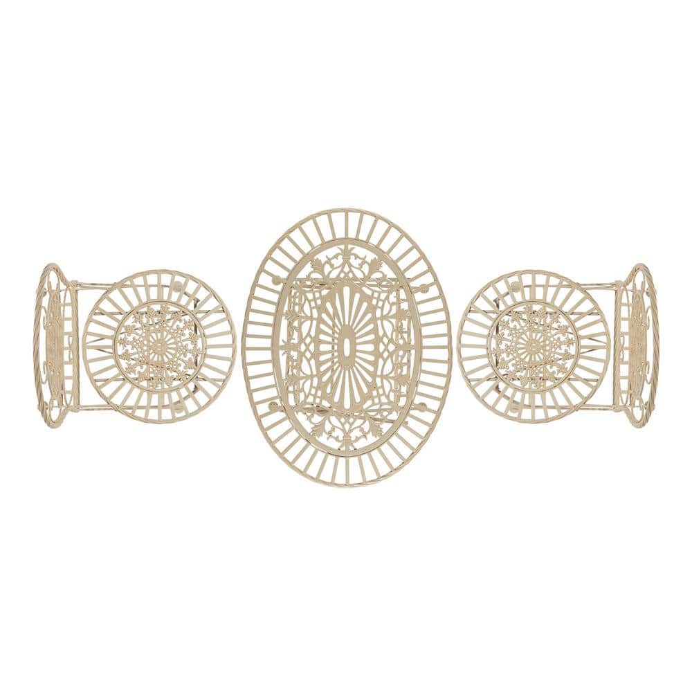 Elegant White Metal 3-Piece Round Bistro Set